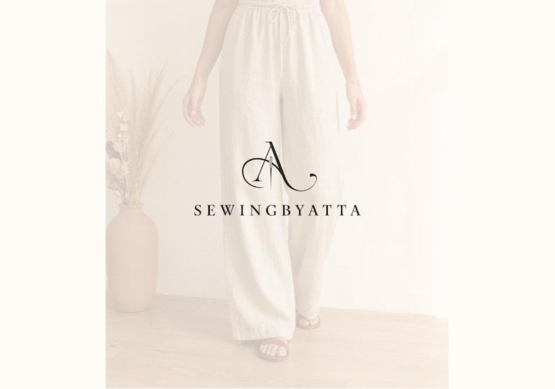 Wide Leg Pants Pattern PDF | Women's Trousers Sewing Pattern | Drawstring Waist | Printable XS-XL Download