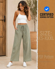 Pants Sewing Pattern for Women, Wide Leg Pants Pattern, Crop Pants Pattern, Sewing Patterns, Women Pattern Pants Trousers, Summer Pants